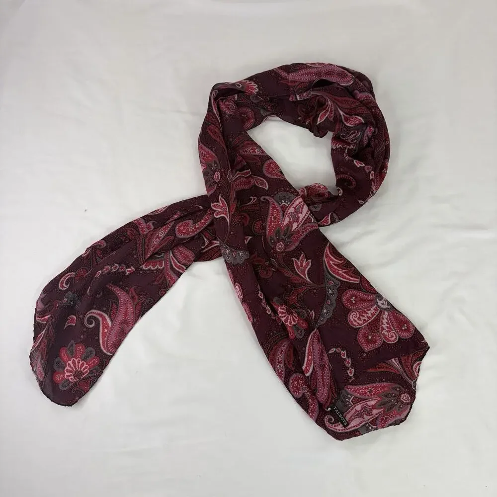 Talbots Paisley Print Burgundy Scarf Rectangular 60